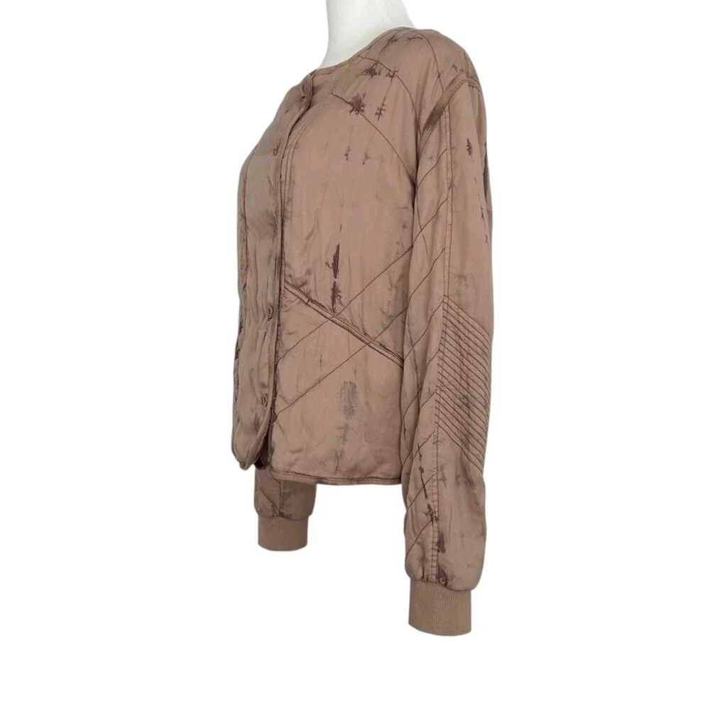 Marrakech Anthropologie Soft Quilted Tie Dye Bomber Moto Jacket NWT (M)